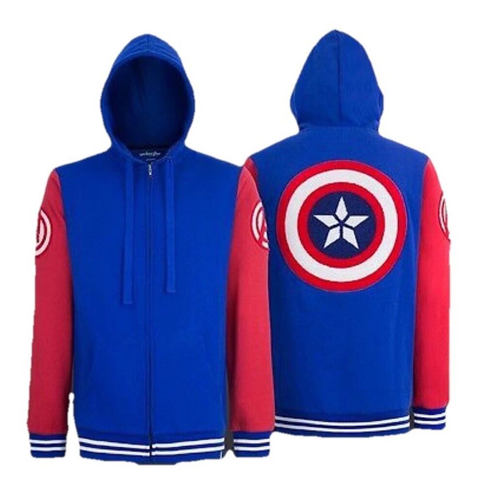 Rare Discontinued WeLoveFine Captain America Varsity Hoodie Mens XL Avengers